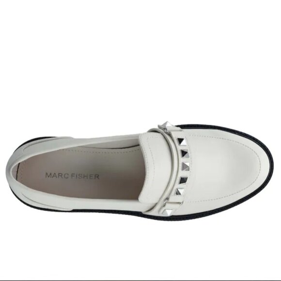 Marc Fisher Cancia All White Minimalist Brogue Oxford Loafer Size 9 - Picture 2 of 3